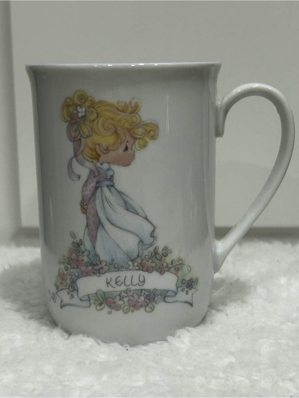 Precious Moments Kelly Personalized Mug 1989 Enesco Samuel J Butcher Korea